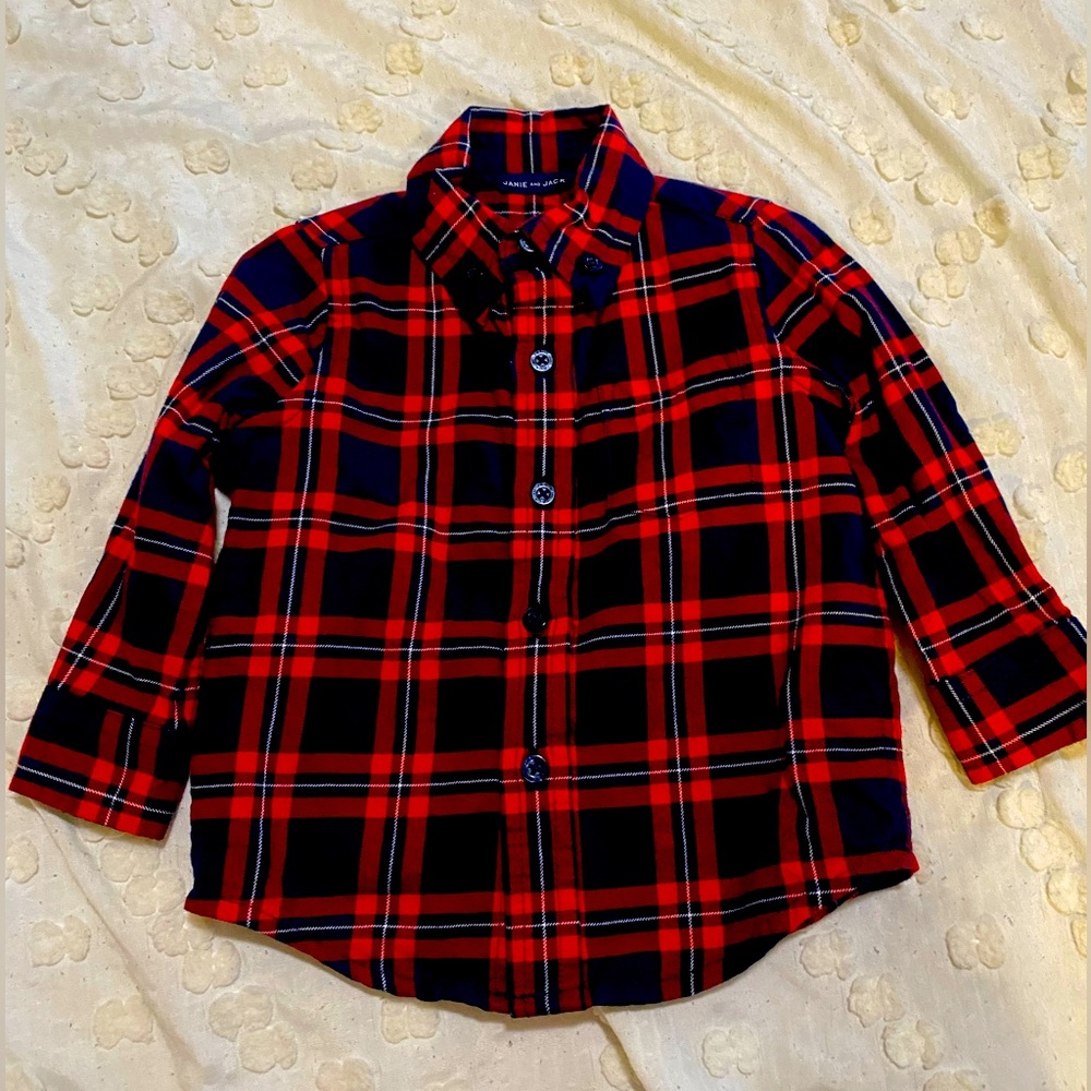 Janie & Jack Plaid Boys Shirt 6-12m